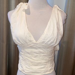 Free People Beige Cropped Top S Halter Festival